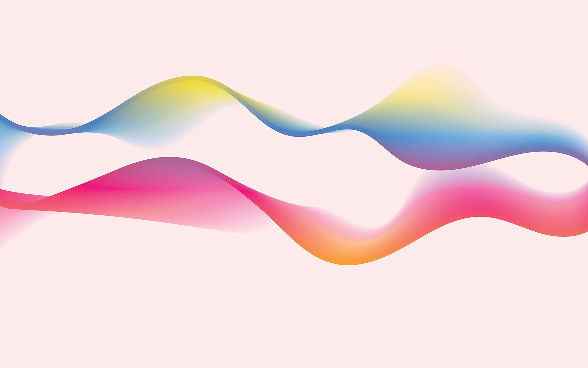 Colorful abstract wavy mural on a pink background