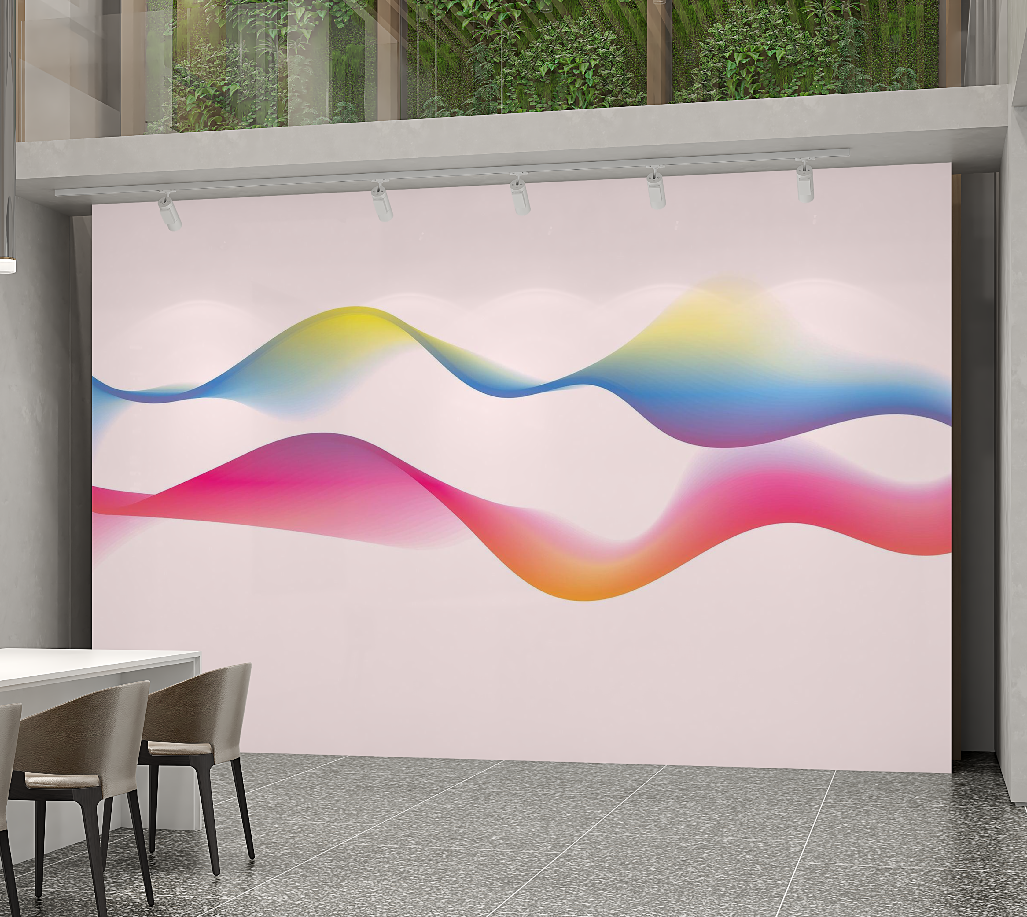 Premium Wallpaper Wall Mural - Abstract Color Waves 60"Wx40"H / Non-Woven Fleece