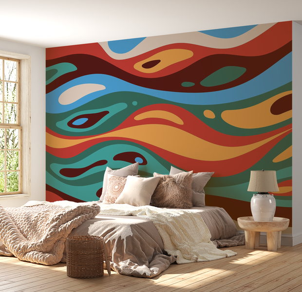 Premium Peel & Stick Wall Mural - Abstract Colorful Waves