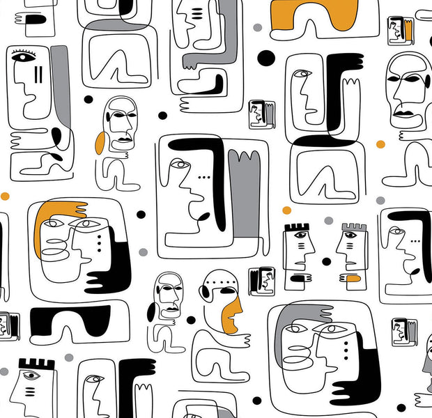Premium Peel & Stick Wall Mural - Abstract Faces