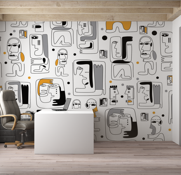 Premium Peel & Stick Wall Mural - Abstract Faces