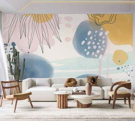 Premium Peel & Stick Wall Mural - Abstract Floral Design