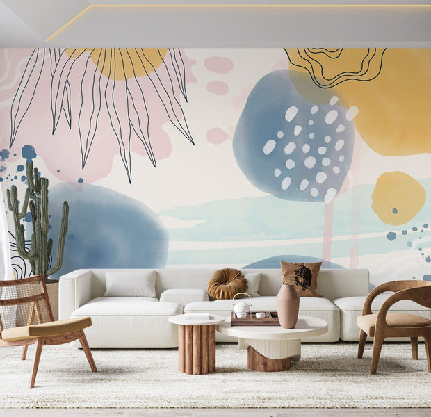 Premium Peel & Stick Wall Mural - Abstract Floral Design