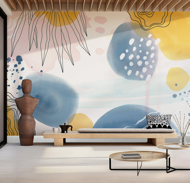 Premium Wallpaper Wall Mural - Abstract Floral Design 60"Wx40"H / Non-Woven Fleece