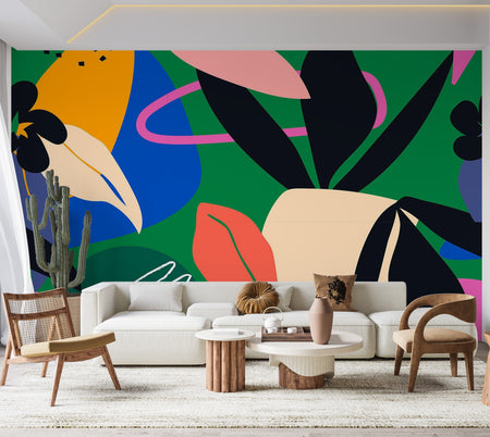 Premium Peel & Stick Wall Mural - Abstract Floral Shapes