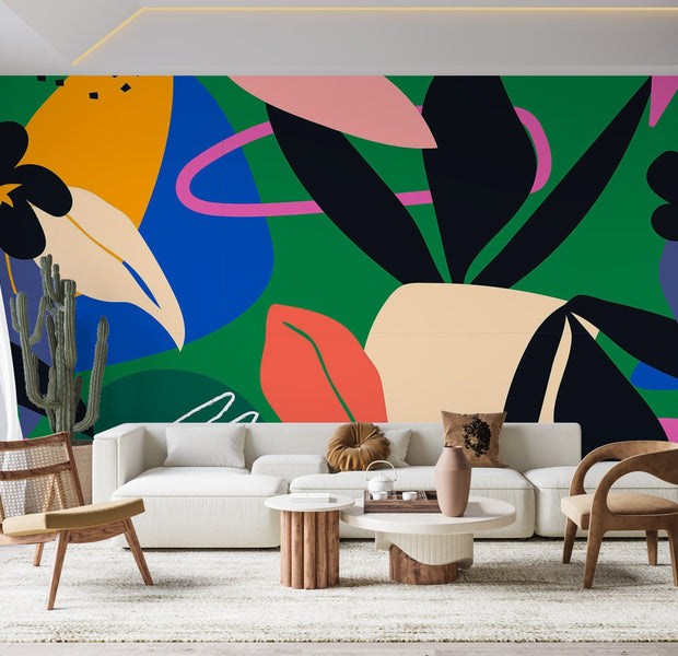 Premium Peel & Stick Wall Mural - Abstract Floral Shapes