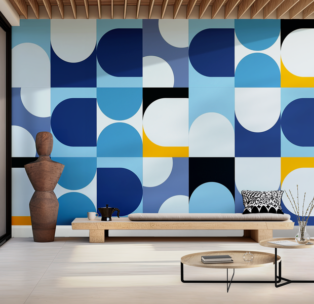 Premium Wallpaper Wall Mural - Abstract Geometric Shapes 60"Wx40"H / Non-Woven Fleece