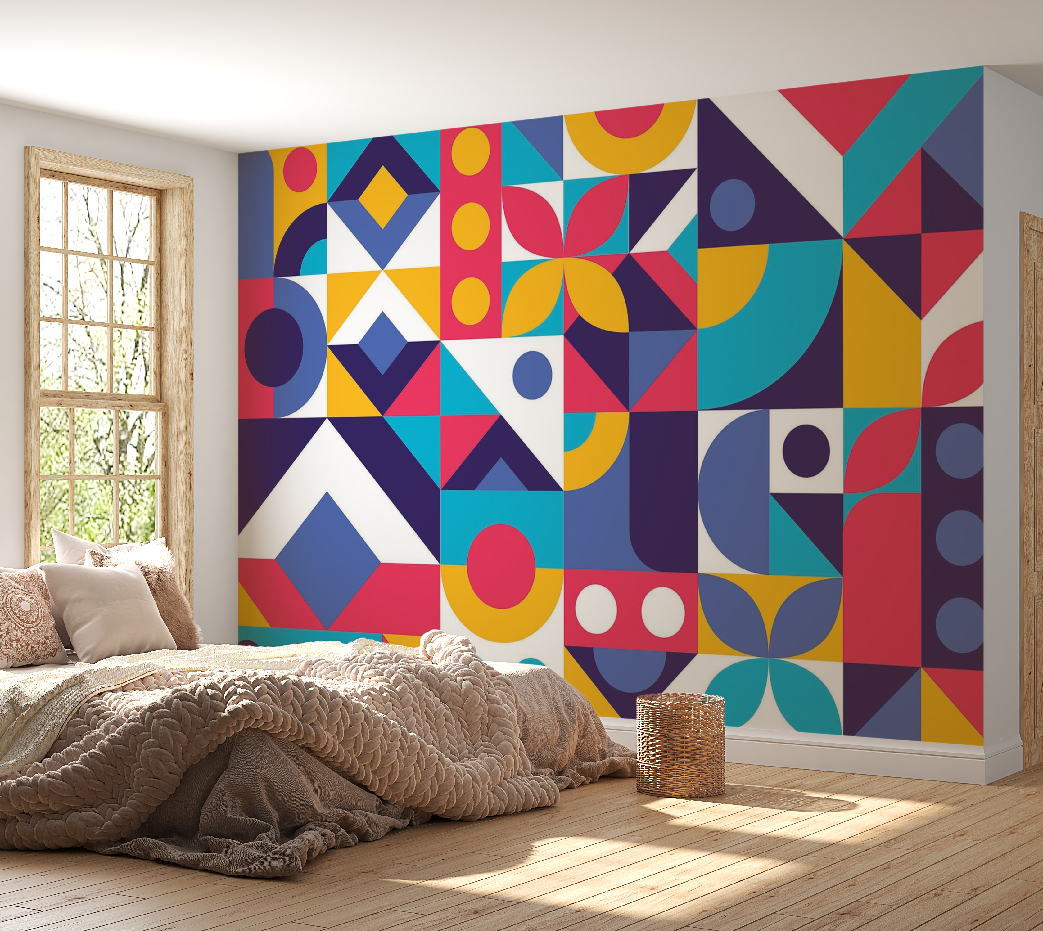 Premium Wallpaper Wall Mural - Abstract Geometry 60"Wx40"H / Non-Woven Fleece