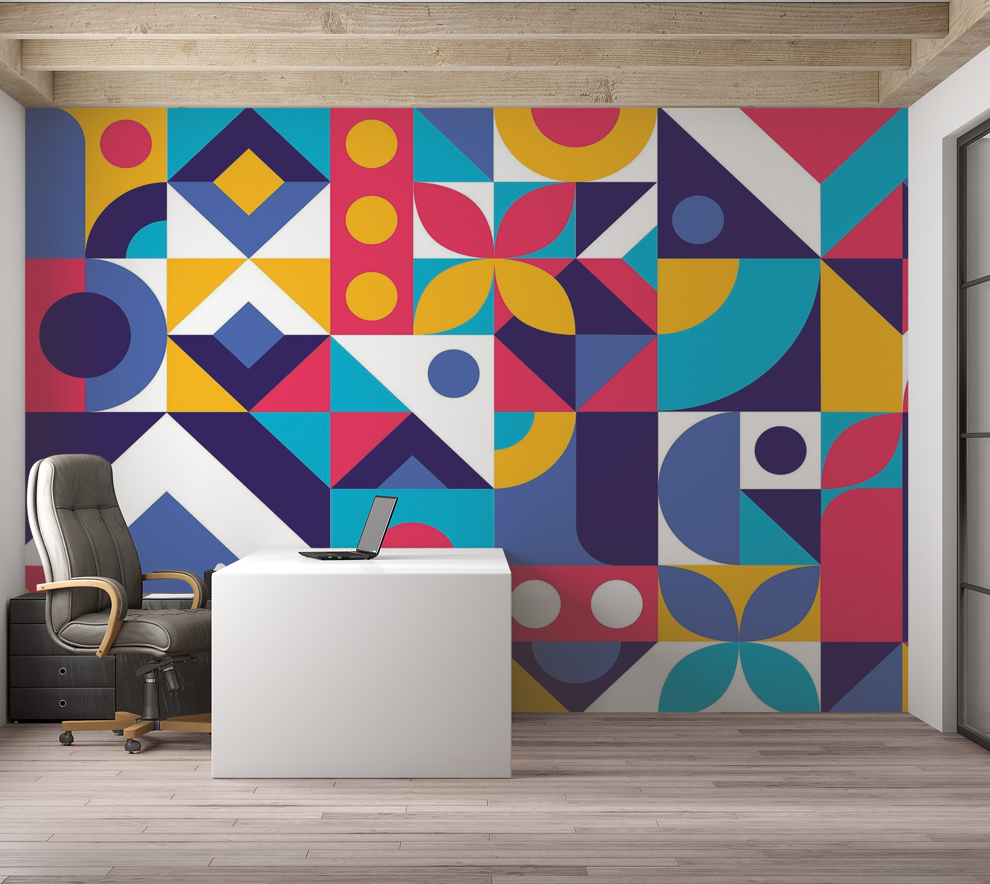 Premium Wallpaper Wall Mural - Abstract Geometry 60"Wx40"H / Non-Woven Fleece