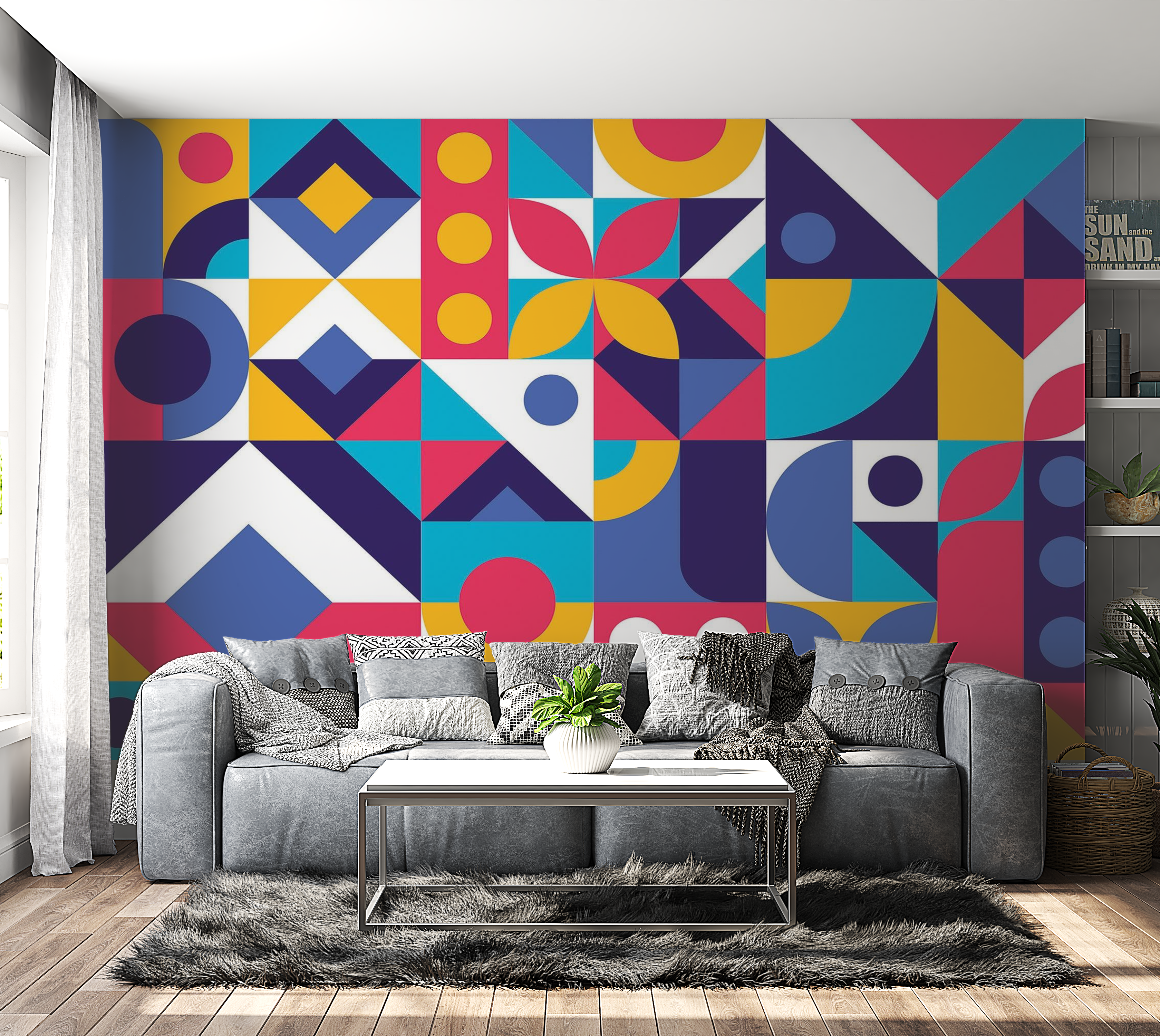 Premium Wallpaper Wall Mural - Abstract Geometry 60"Wx40"H / Non-Woven Fleece