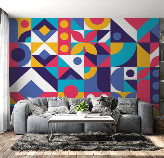Premium Wallpaper Wall Mural - Abstract Geometry 60"Wx40"H / Non-Woven Fleece