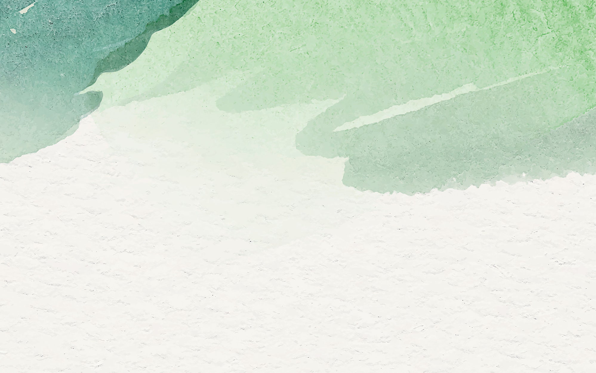 Abstract watercolor mural with a gradient of green and blue hues painted on an interior wall