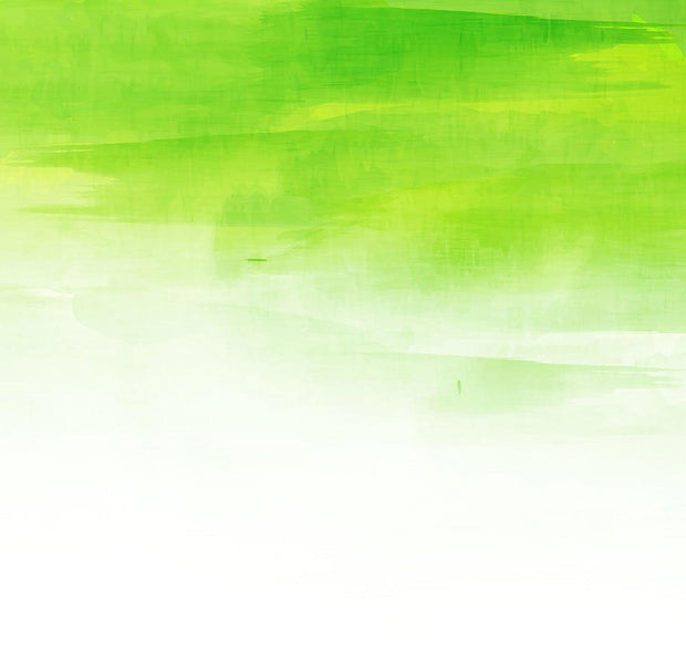 Bright green abstract watercolor mural on a wall interior