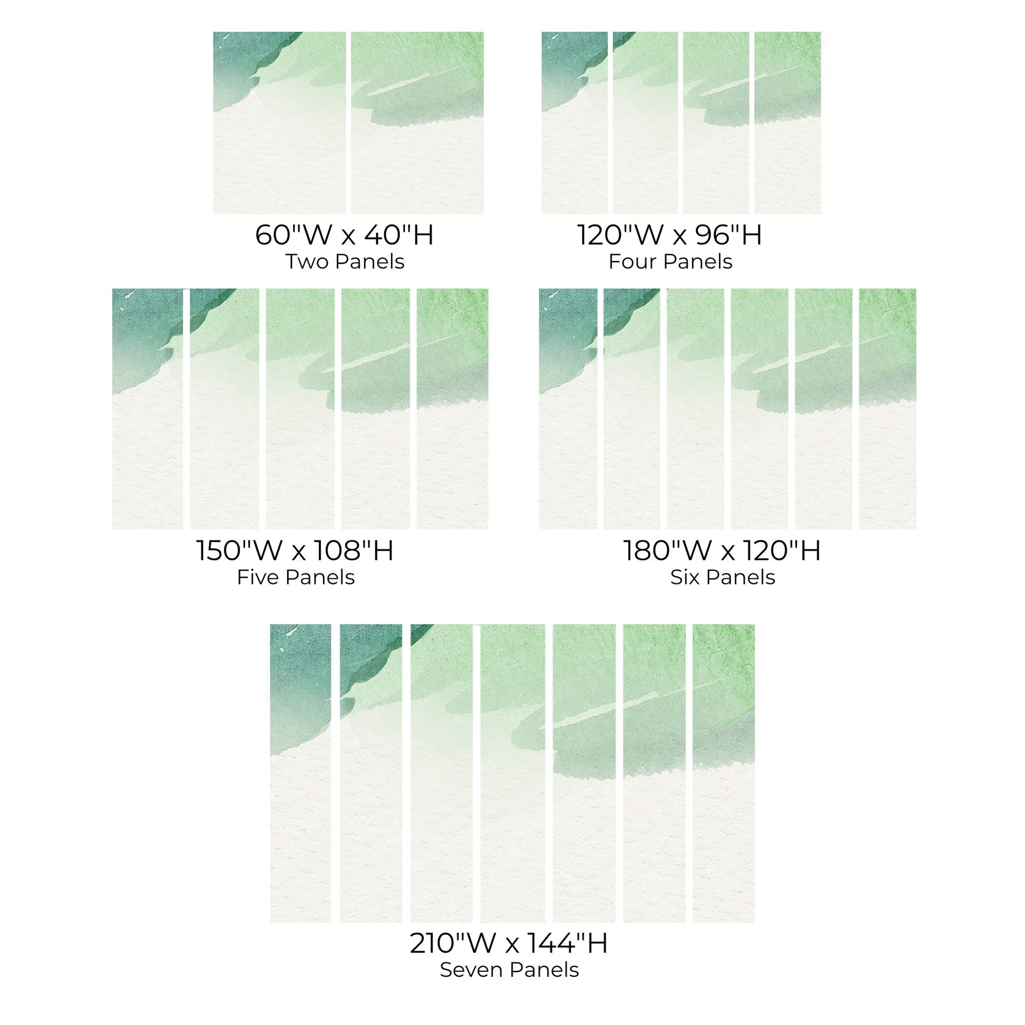 Premium Peel & Stick Wall Mural - Green Watercolor Strokes