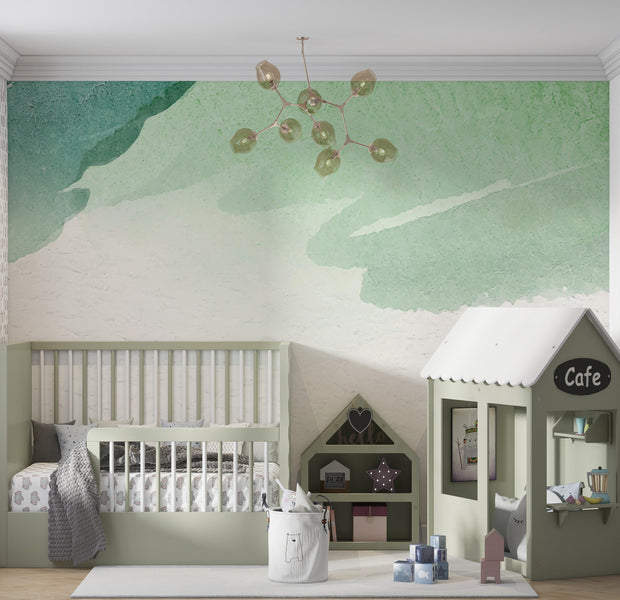 Premium Wallpaper Wall Mural - Abstract Green Watercolor 60"Wx40"H / Non-Woven Fleece