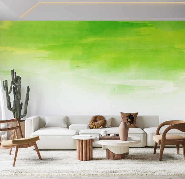 Premium Wallpaper Wall Mural - Abstract Green Watercolor 60"Wx40"H / Non-Woven Fleece