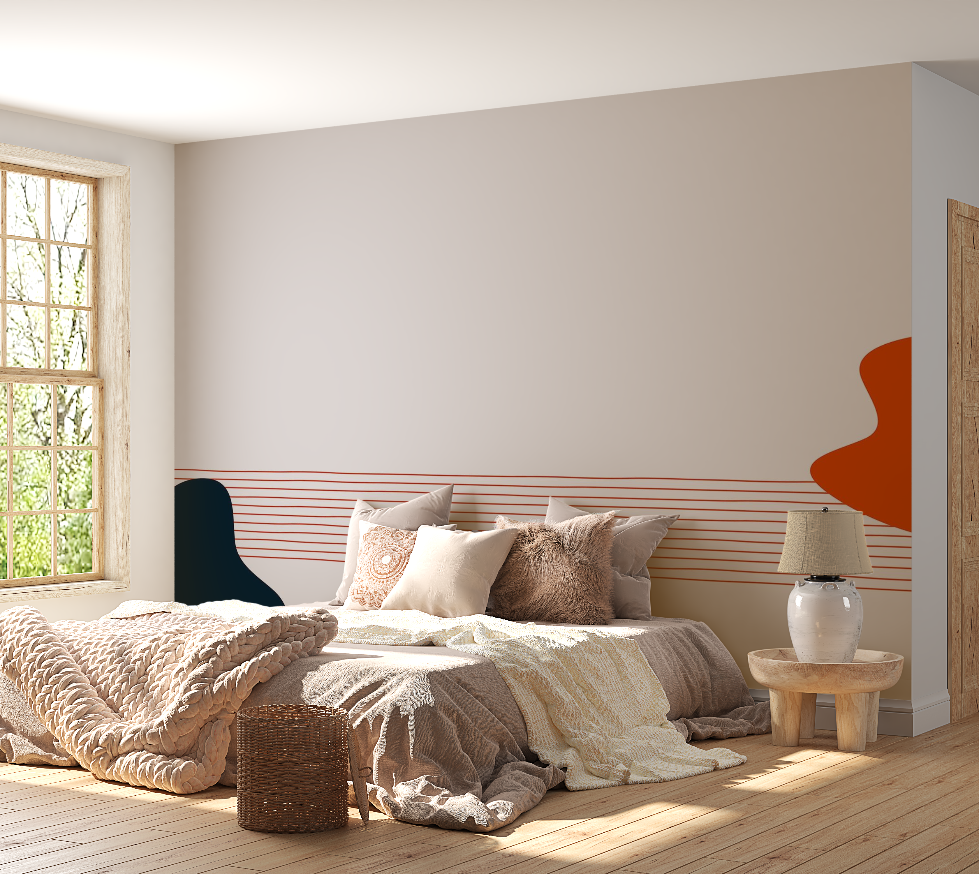 Premium Peel & Stick Wall Mural - Abstract Heart Lines