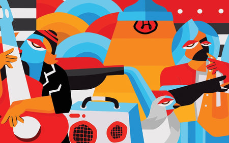 Premium Peel & Stick Wall Mural - Abstract Jazz Band