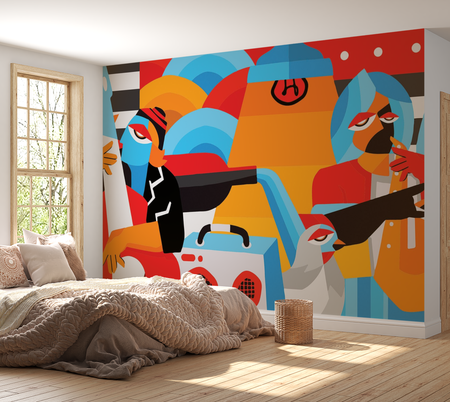 Premium Peel & Stick Wall Mural - Abstract Jazz Band