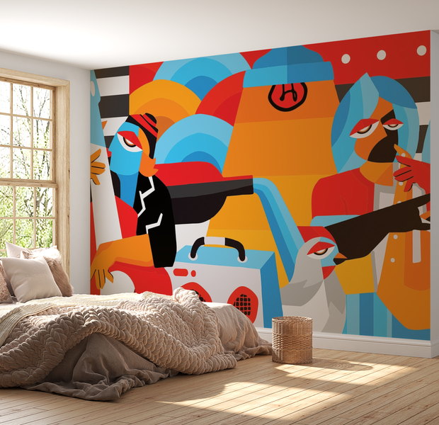 Premium Peel & Stick Wall Mural - Abstract Jazz Band