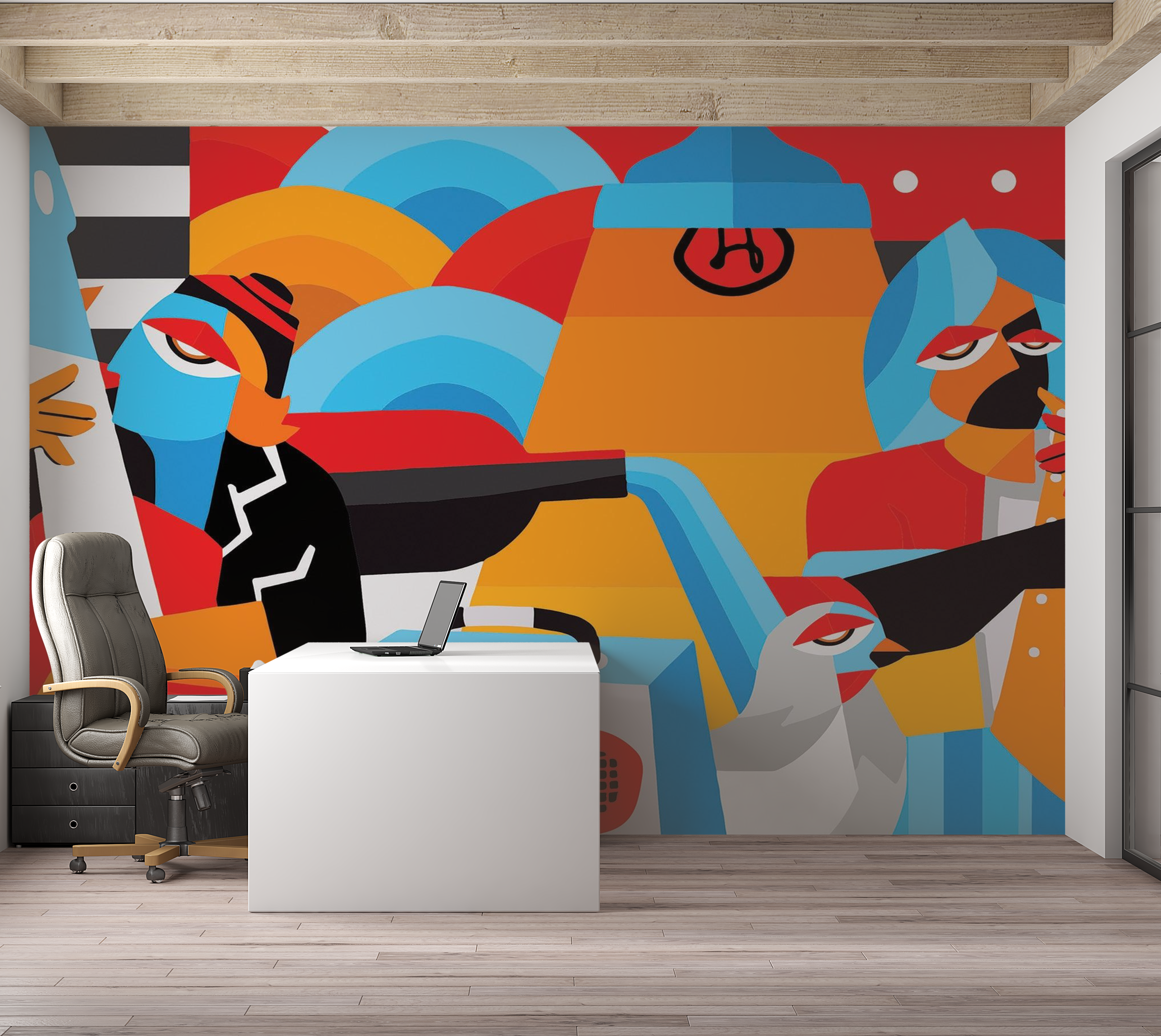 Premium Wallpaper Wall Mural - Abstract Jazz Band 60"Wx40"H / Non-Woven Fleece