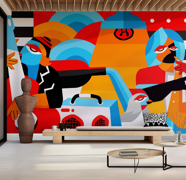 Premium Wallpaper Wall Mural - Abstract Jazz Band 60"Wx40"H / Non-Woven Fleece