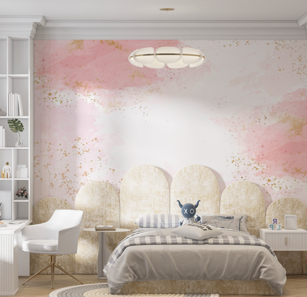 Premium Peel & Stick Wall Mural - Abstract Pink Gold