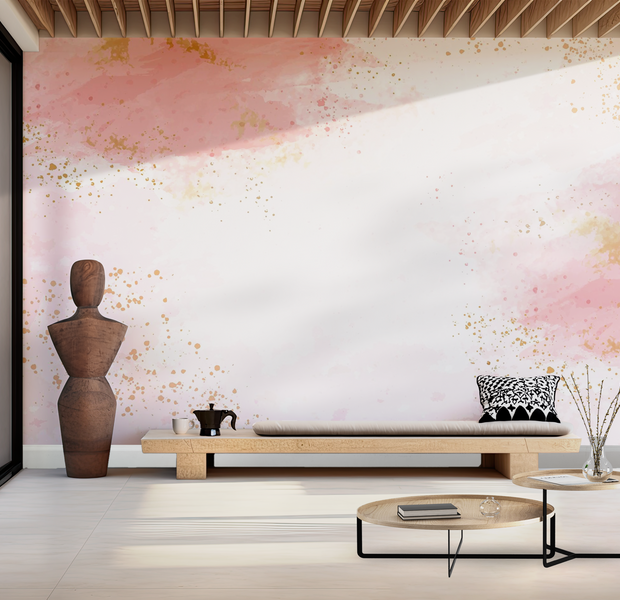 Premium Wallpaper Wall Mural - Abstract Pink Gold 60"Wx40"H / Non-Woven Fleece