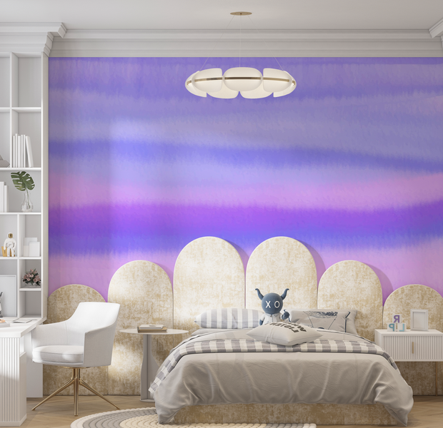 Premium Wallpaper Wall Mural - Abstract Purple Hues 60"Wx40"H / Non-Woven Fleece