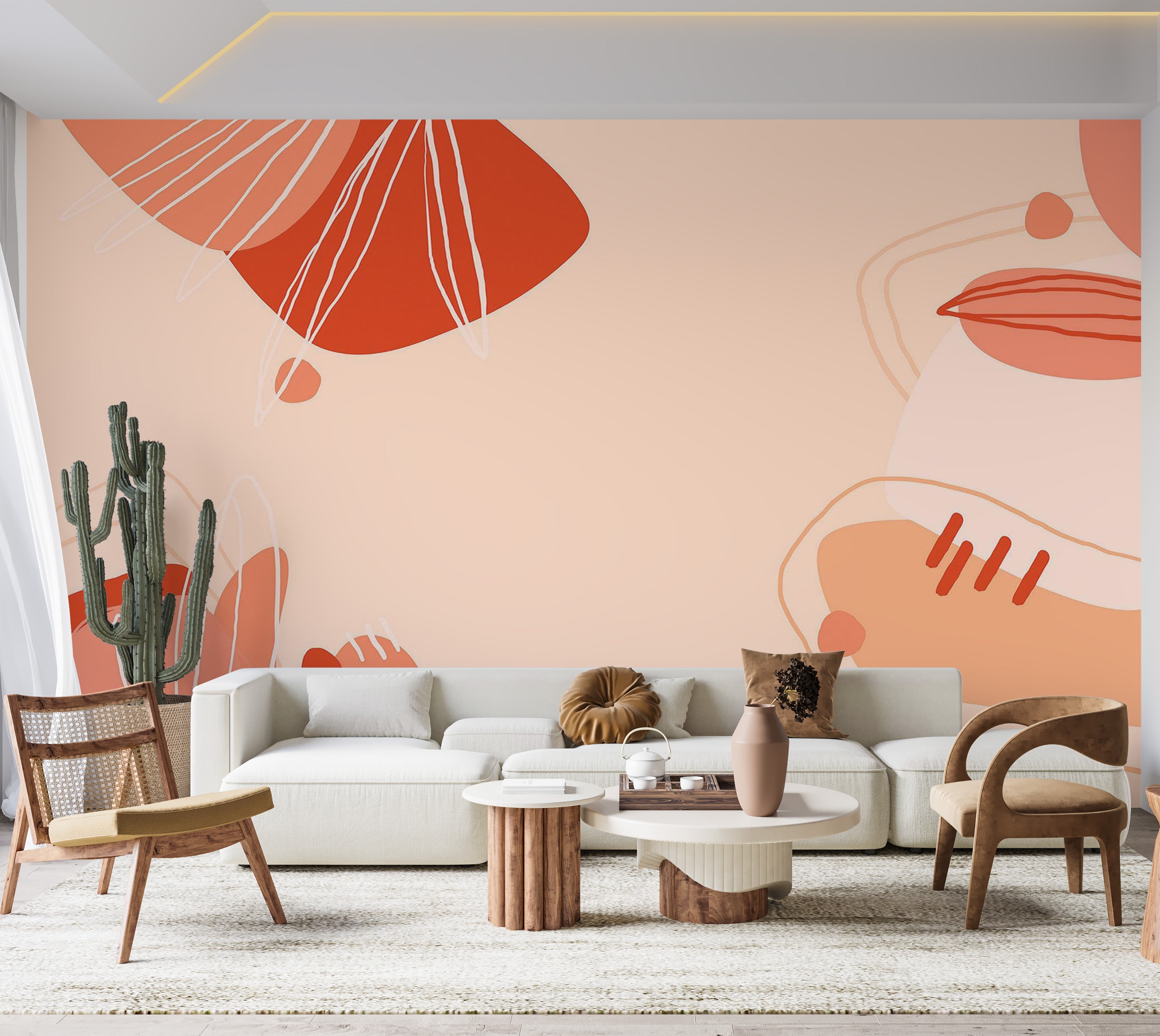 Premium Wallpaper Wall Mural - Abstract Shapes 60"Wx40"H / Non-Woven Fleece