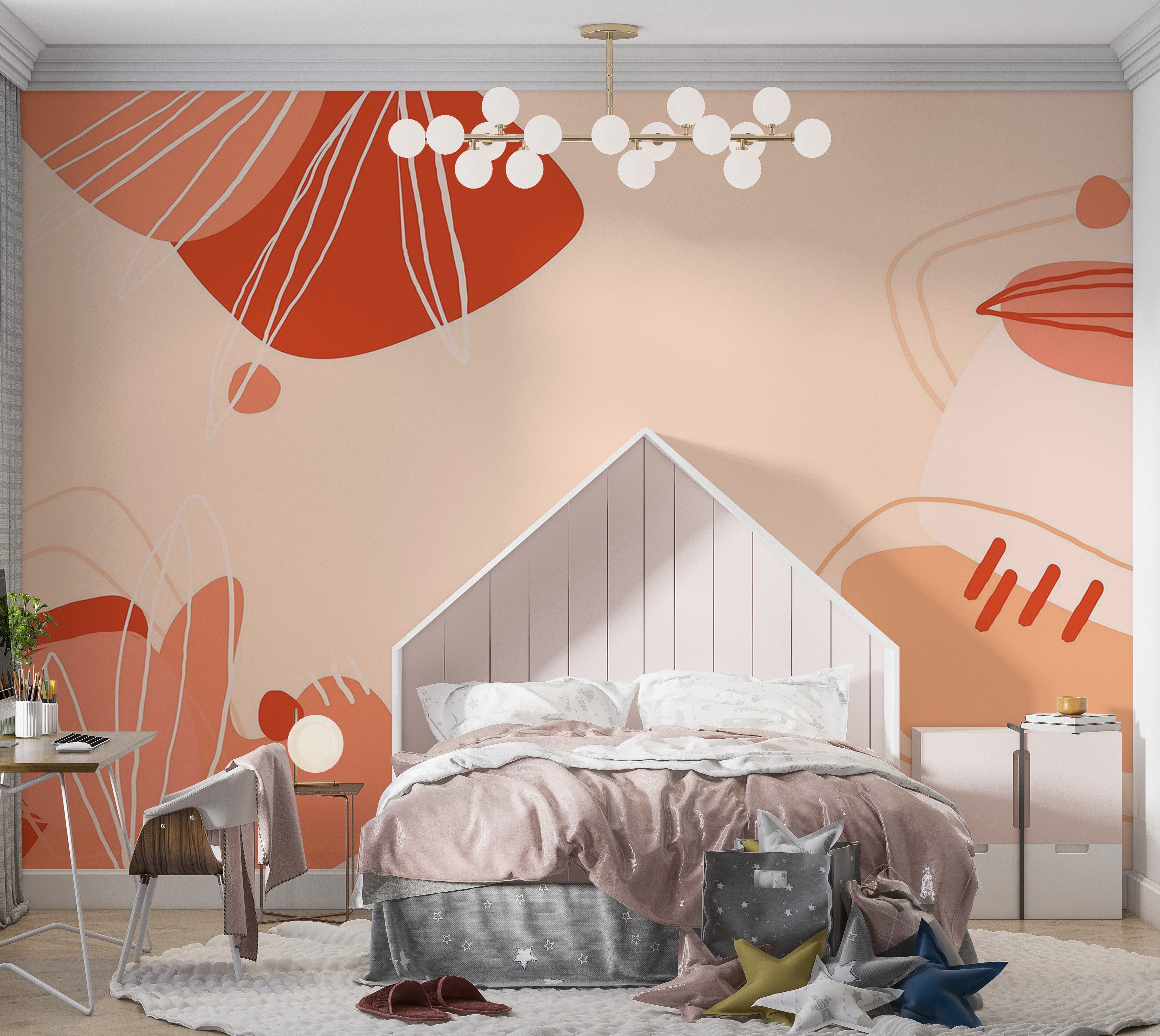 Premium Wallpaper Wall Mural - Abstract Shapes 60"Wx40"H / Non-Woven Fleece