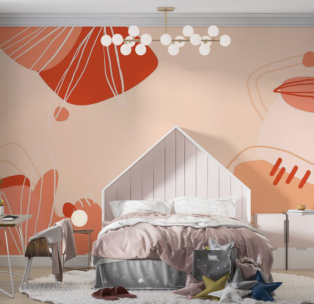 Premium Wallpaper Wall Mural - Abstract Shapes 60"Wx40"H / Non-Woven Fleece