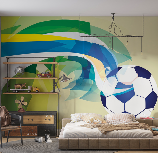 Premium Wallpaper Wall Mural - Abstract Soccer 60"Wx40"H / Non-Woven Fleece