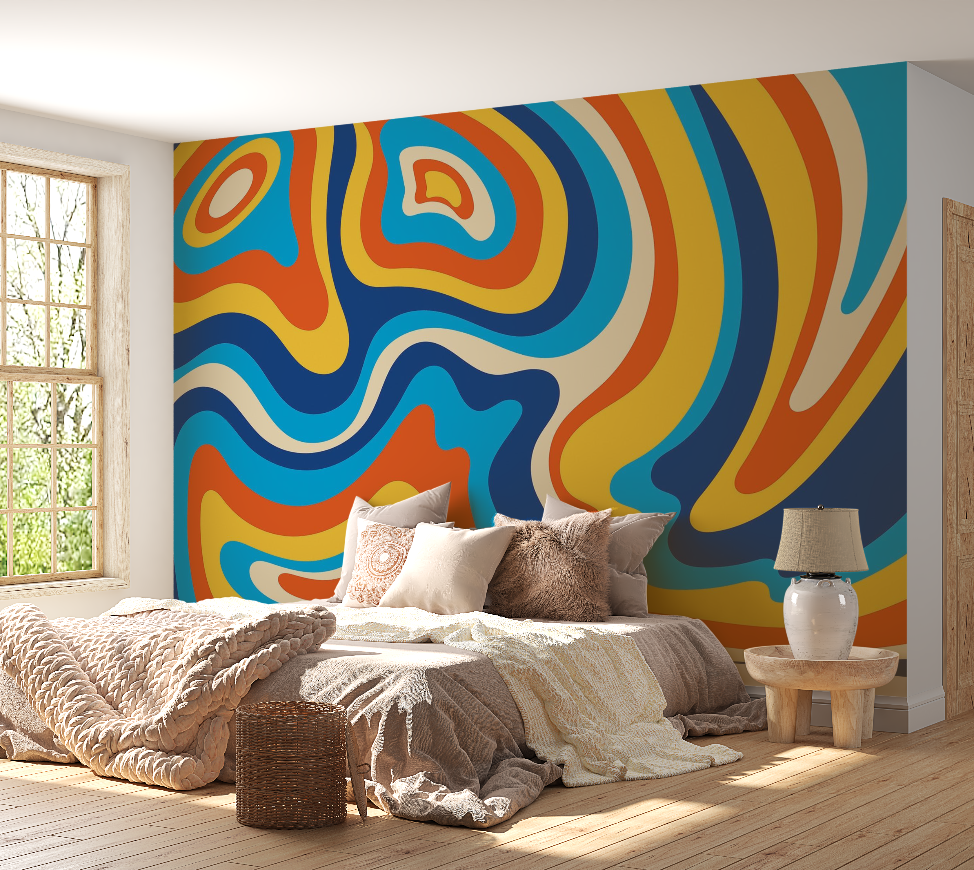 Premium Wallpaper Wall Mural - Abstract Swirls 60"Wx40"H / Non-Woven Fleece