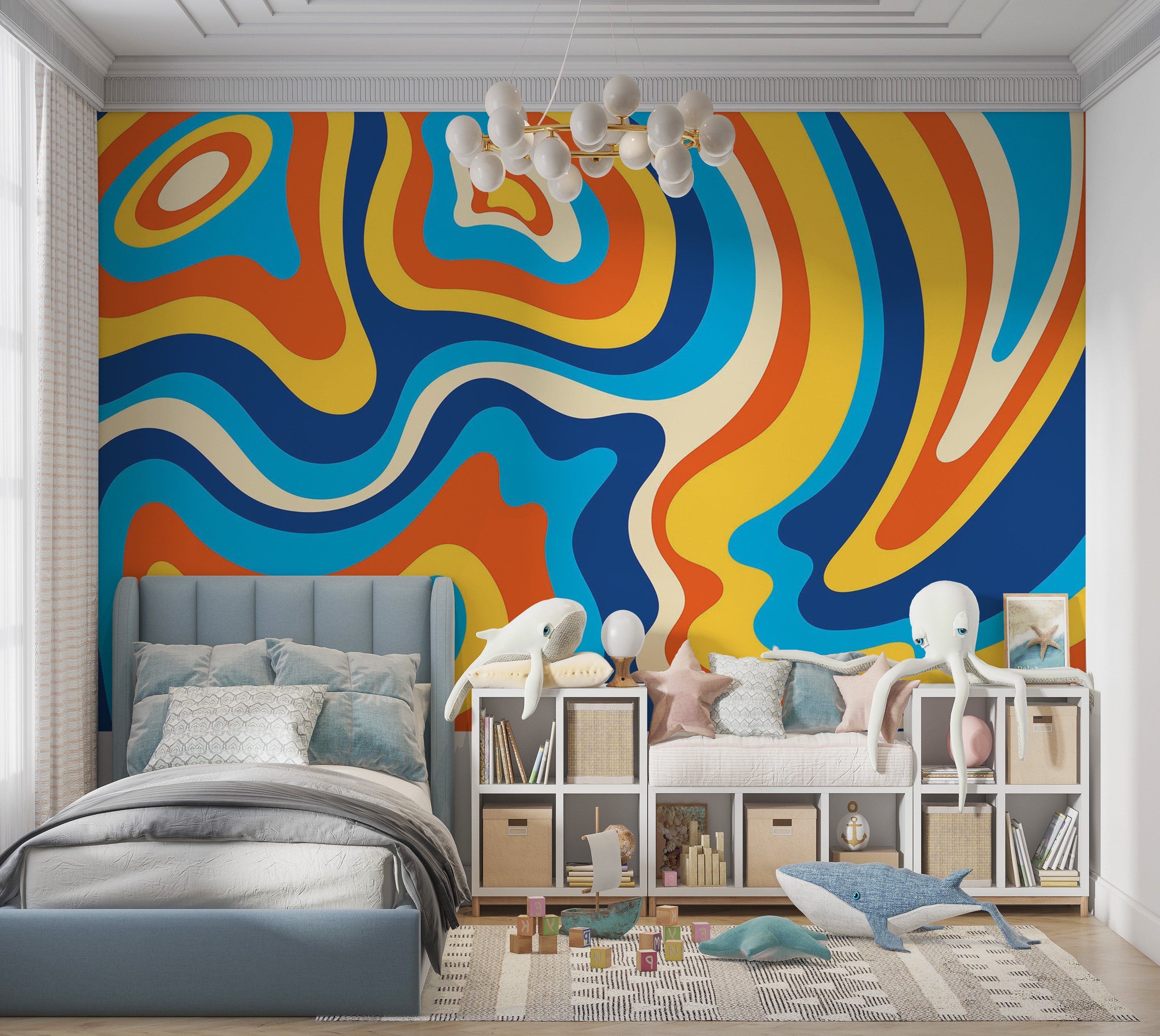 Premium Wallpaper Wall Mural - Abstract Swirls 60"Wx40"H / Non-Woven Fleece