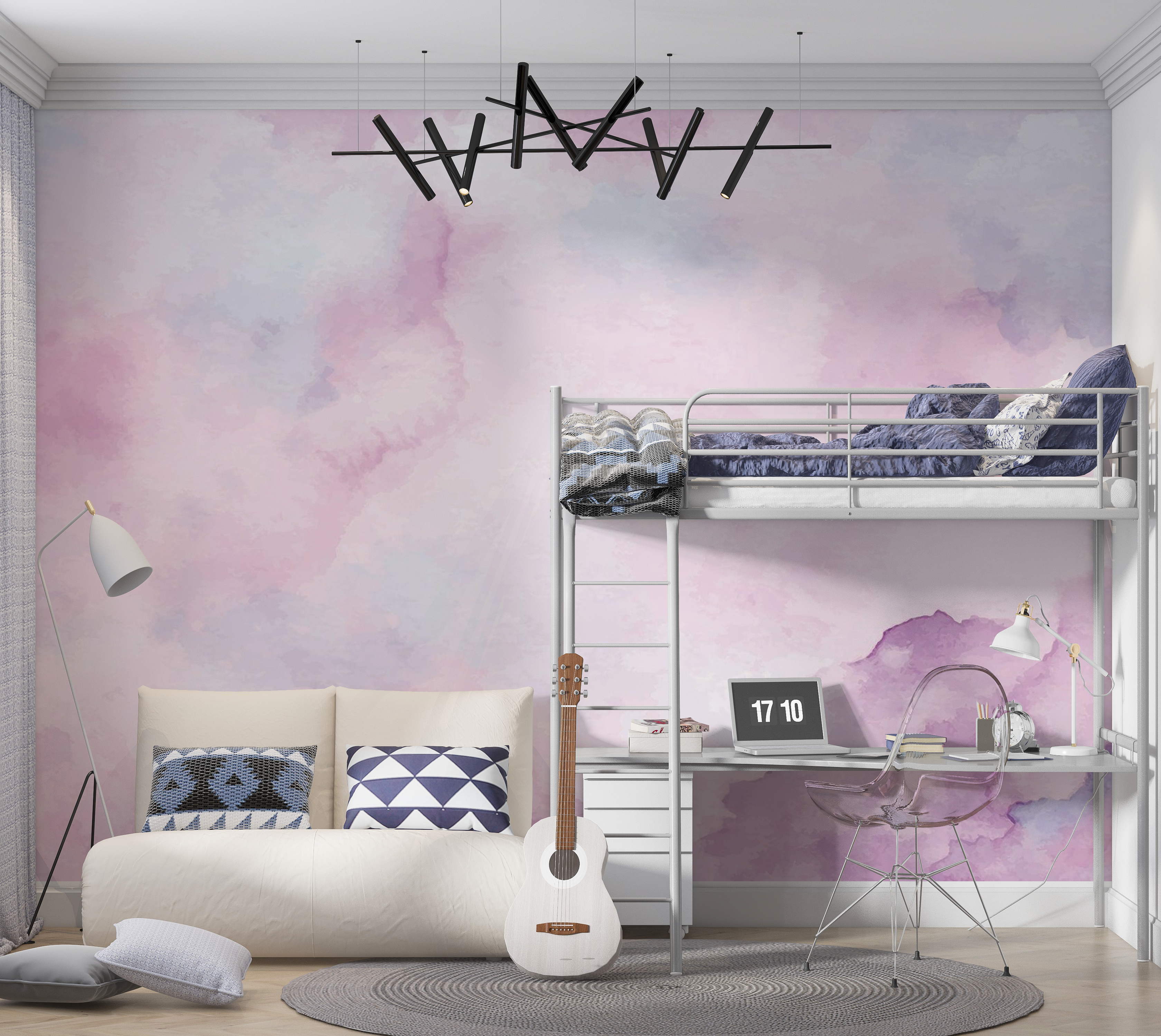 Premium Wallpaper Wall Mural - Abstract Watercolor Texture 60"Wx40"H / Non-Woven Fleece