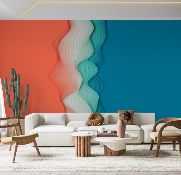 Premium Peel & Stick Wall Mural - Abstract Wave Blend