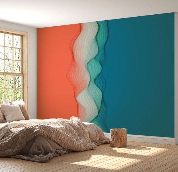 Premium Wallpaper Wall Mural - Abstract Wave Blend 60"Wx40"H / Non-Woven Fleece