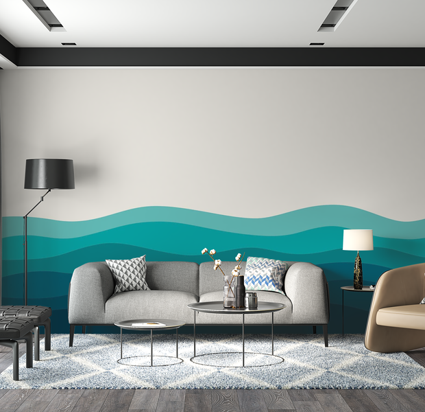 Premium Wallpaper Wall Mural - Abstract Waves 60"Wx40"H / Non-Woven Fleece