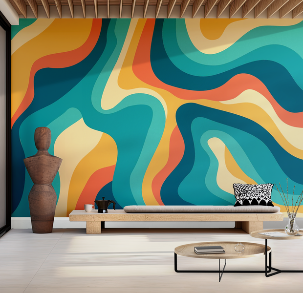 Premium Peel & Stick Wall Mural - Abstract Wavy Lines