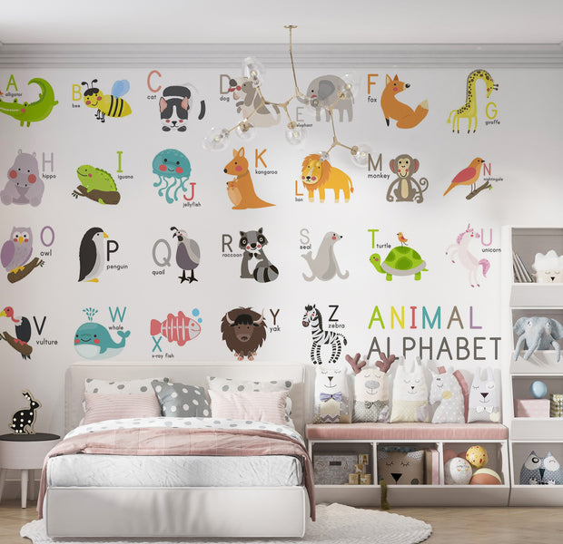 Premium Peel & Stick Wall Mural - Alphabet Animals