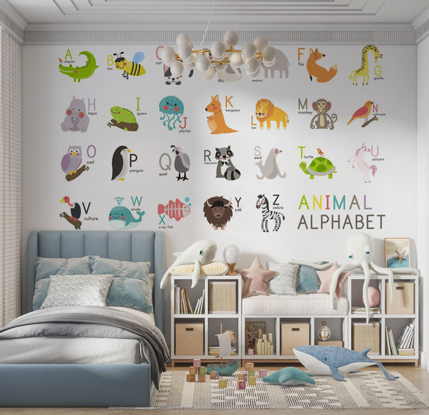 Premium Wallpaper Wall Mural - Alphabet Animals
