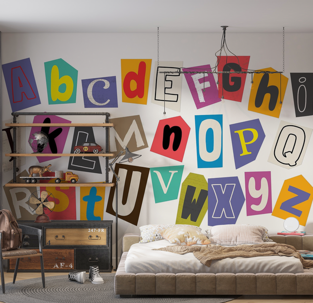 Premium Peel & Stick Wall Mural - Alphabet Collage