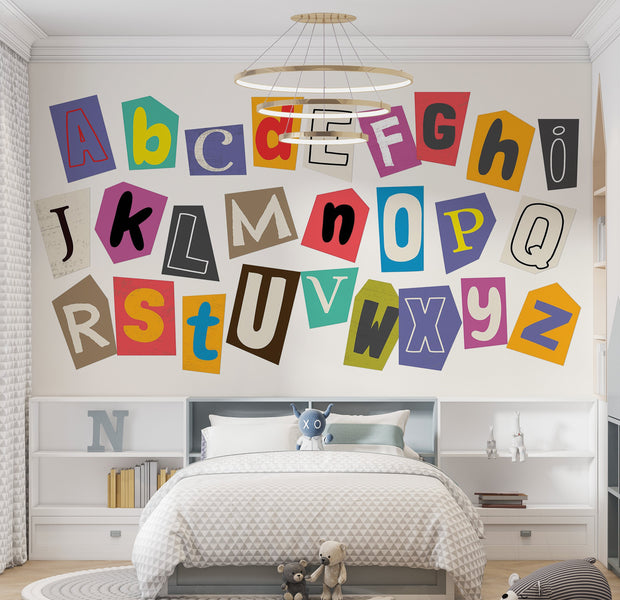 Premium Wallpaper Wall Mural - Alphabet Collage