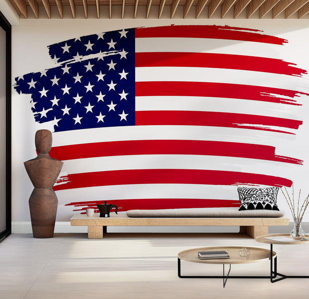 Premium Peel & Stick Wall Mural - American Flag Brush Strokes