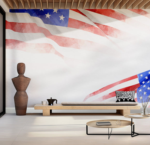 Premium Peel & Stick Wall Mural - American Flag Watercolor