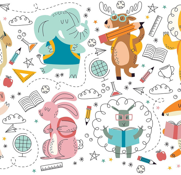 Premium Peel & Stick Wall Mural - Animal Friends Study