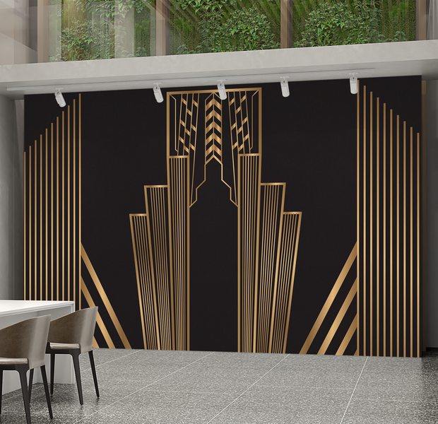Premium Peel & Stick Wall Mural - Art Deco Gold