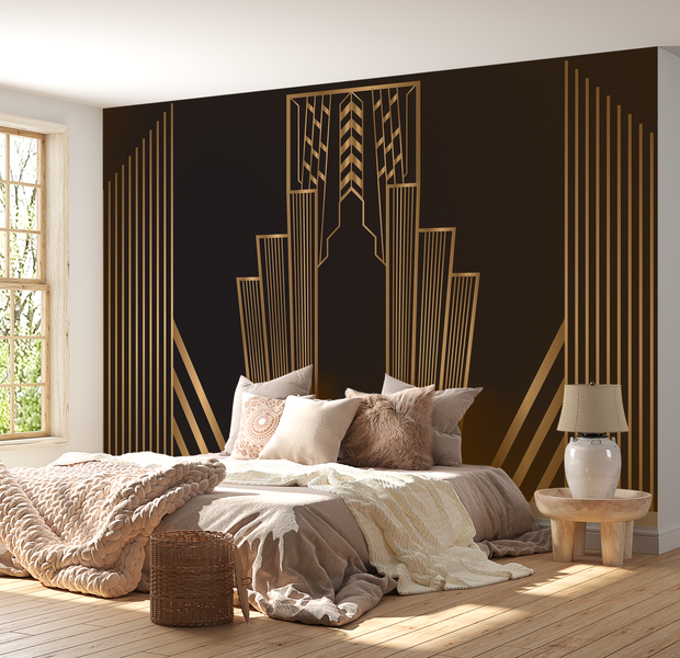 Premium Wallpaper Wall Mural - Art Deco Gold 60"Wx40"H / Non-Woven Fleece