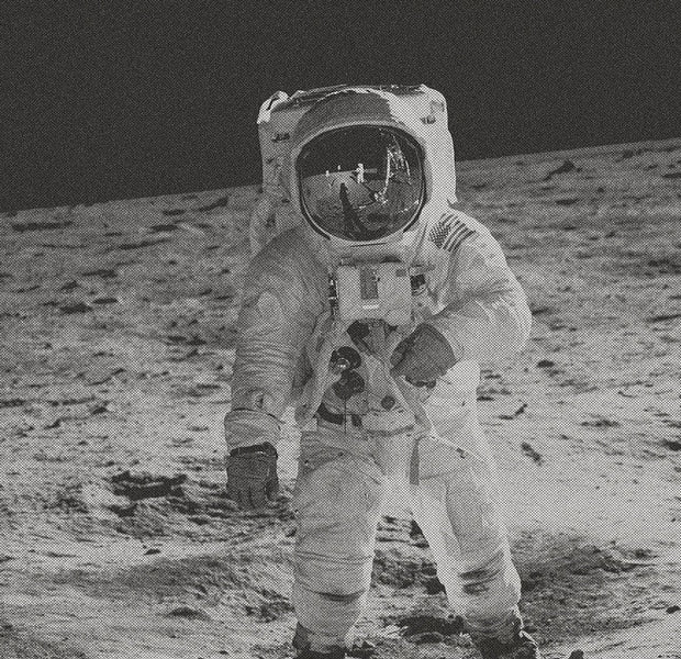 Premium Peel & Stick Wall Mural - Astronaut Moon Landing